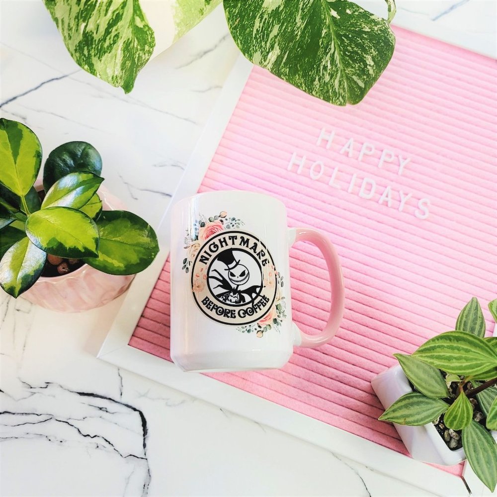 Jack Skellington Floral 15 Oz Ceramic Mug - Picture 2 of 6